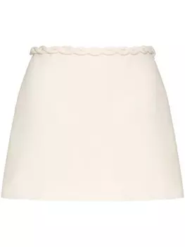 Valentino Garavani шелковая юбка с завышенной талией, белый