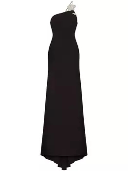 Valentino Garavani шелковое платье макси на одно плечо, черный
