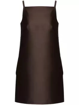 Valentino Garavani шелковое платье мини с квадратным вырезом, коричневый