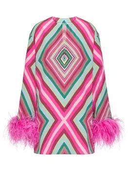 Valentino Garavani шелковое платье с перьями, розовый