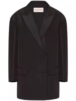 Valentino Garavani шелковый блейзер с заостренными лацканами, черный