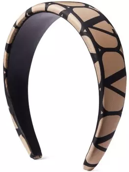 Valentino Garavani шелковый ободок с узором Toile Iconographe, нейтральный цвет