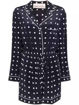 Valentino Garavani шелковый ромпер в горох, синий