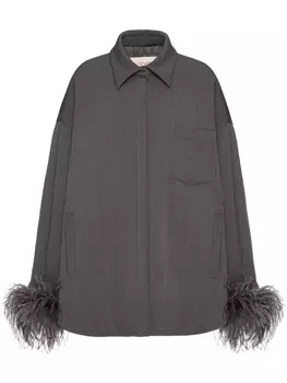 Valentino Garavani шерстяная юбка с перьями, серый