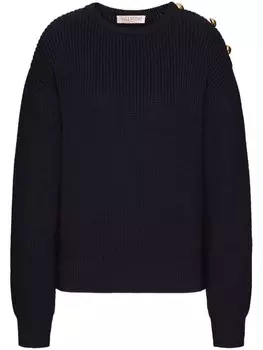 Valentino Garavani шерстяной джемпер на пуговицах, черный