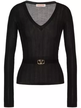 Valentino Garavani шерстяной джемпер с логотипом VLogo Signature, черный
