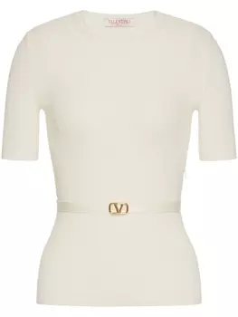 Valentino Garavani шерстяной джемпер с логотипом VLogo Signature, белый