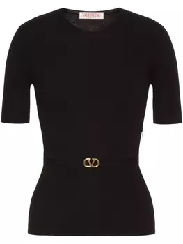 Valentino Garavani шерстяной джемпер с поясом и логотипом VLogo Signature, черный