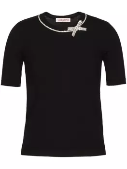 Valentino Garavani шерстяной джемпер с вышивкой, черный