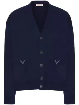 Valentino Garavani шерстяной кардиган с V-образным вырезом, синий