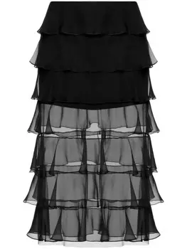 Valentino Garavani шифоновая юбка миди, черный