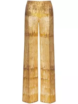Valentino Garavani широкие брюки с эффектом металлик, золотой
