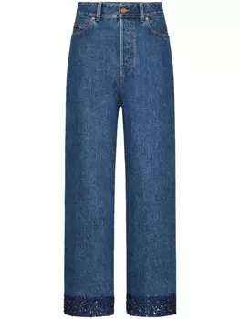 Valentino Garavani широкие джинсы с вышивкой, синий