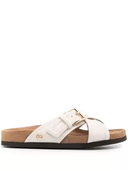 Valentino Garavani шлепанцы с логотипом VLogo, нейтральный цвет