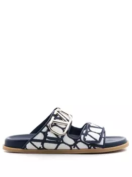 Valentino Garavani шлепанцы с логотипом VLogo Signature, синий
