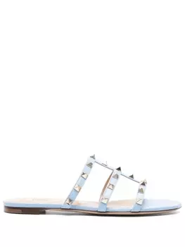 Valentino Garavani шлепанцы с отделкой Rockstud, синий