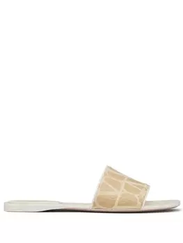 Valentino Garavani шлепанцы с узором Toile Iconographe, нейтральный цвет