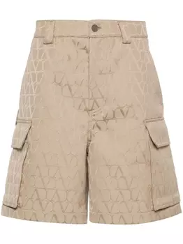 Valentino Garavani шорты карго с узором Toile Iconographe, нейтральный цвет