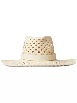 Valentino Garavani соломенная шляпа-федора с логотипом VLogo Signature, нейтральный цвет