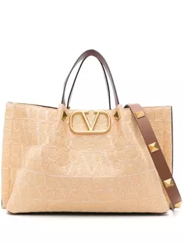 Valentino Garavani сумка-тоут с узором Toile Iconographe, нейтральный цвет