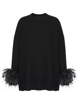 Valentino Garavani свитер с перьями, черный