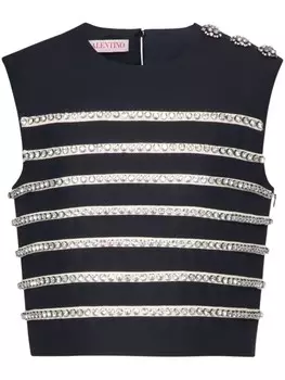 Valentino Garavani топ с кристаллами, синий