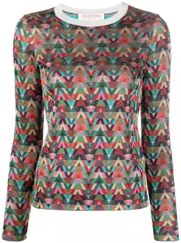 Valentino Garavani топ с логотипом, зеленый