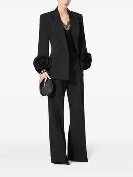 Valentino Garavani топ с V-образным вырезом и длинными рукавами, черный