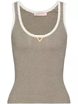 Valentino Garavani топ в полоску, нейтральный цвет