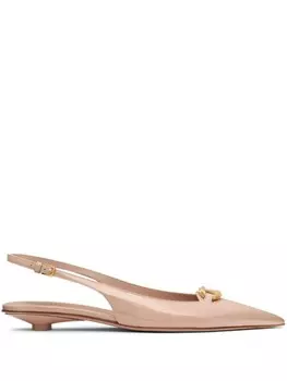 Valentino Garavani туфли-балетки из кожи VLogo Signature с открытой пяткой, розовый