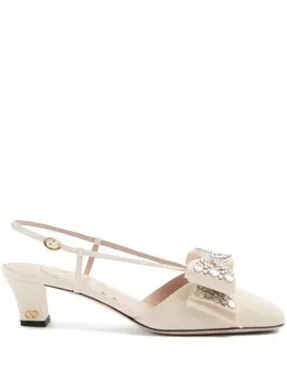 Valentino Garavani туфли Bowow 45 с ремешком на пятке, нейтральный цвет