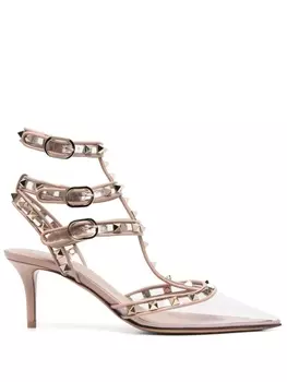 Valentino Garavani туфли Rockstud 75 с прозрачным носком, розовый