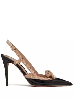 Valentino Garavani туфли Rockstud Bow 100 с ремешком на пятке, черный