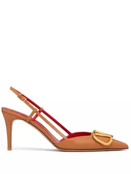 Valentino Garavani туфли с ремешком на пятке и логотипом VLogo Signature, коричневый