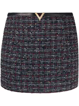 Valentino Garavani твидовая мини-юбка с логотипом VLogo Signature, синий