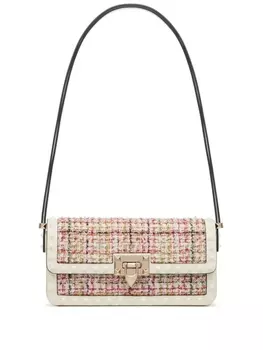 Valentino Garavani твидовая сумка на плечо Rockstud23 E/W, нейтральный цвет
