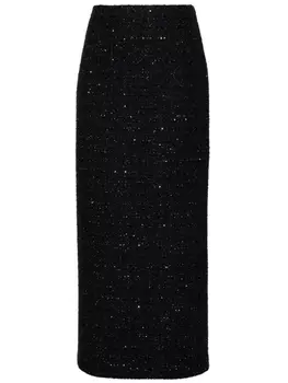 Valentino Garavani твидовая юбка-карандаш с пайетками, синий