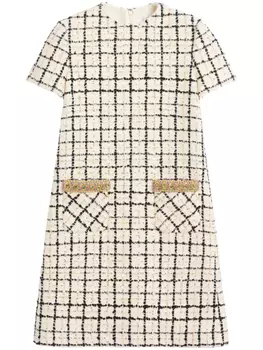 Valentino Garavani твидовое платье мини, нейтральный