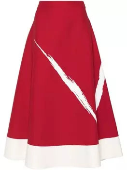 Valentino Garavani юбка миди с брызгами краски, красный