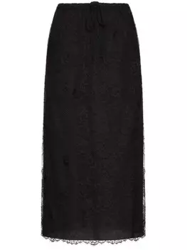 Valentino Garavani юбка миди с кружевом, черный