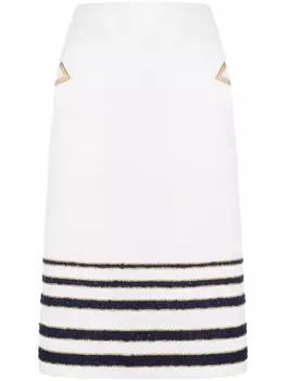 Valentino Garavani юбка миди с логотипом, белый