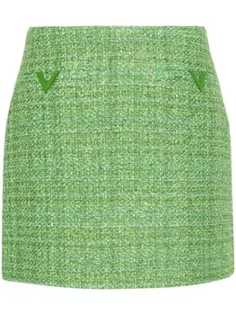 Valentino Garavani юбка с эффектом металлик, зеленый