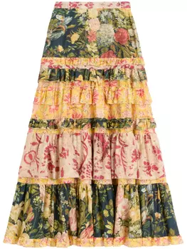 Valentino Garavani юбка с цветочным принтом, зеленый