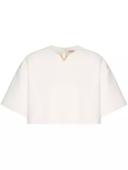 Valentino Garavani укороченная футболка с логотипом VLogo Signature, белый