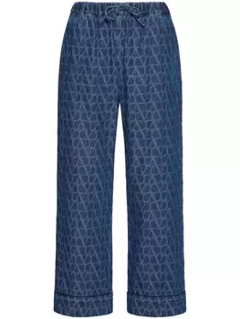 Valentino Garavani укороченные брюки с логотипом, синий
