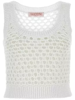 Valentino Garavani укороченный трикотажный топ, белый