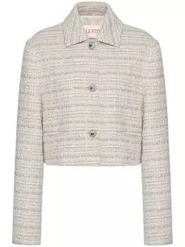 Valentino Garavani укороченный твидовый пиджак, нейтральный цвет
