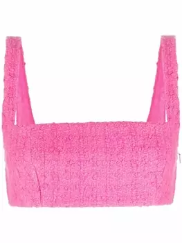Valentino Garavani укороченный твидовый топ, розовый