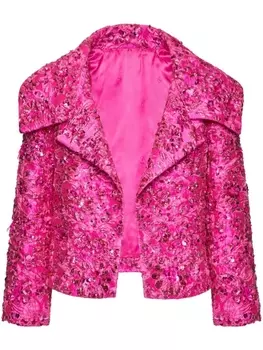 Valentino Garavani укороченный жакет с кристаллами, розовый