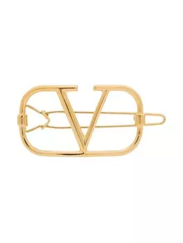 Valentino Garavani заколка для волос с логотипом VLogo, золотистый